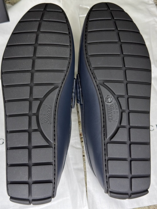 GUCCI Navy GG Microguccissima Leather Driver Loafer Size IT 6 Box Made Italy New main image 12